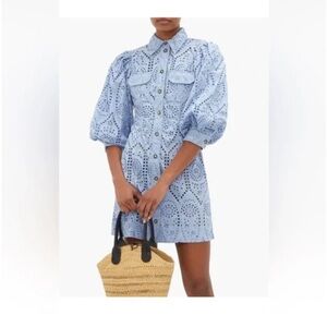 Blue Eyelet Shirt Dress